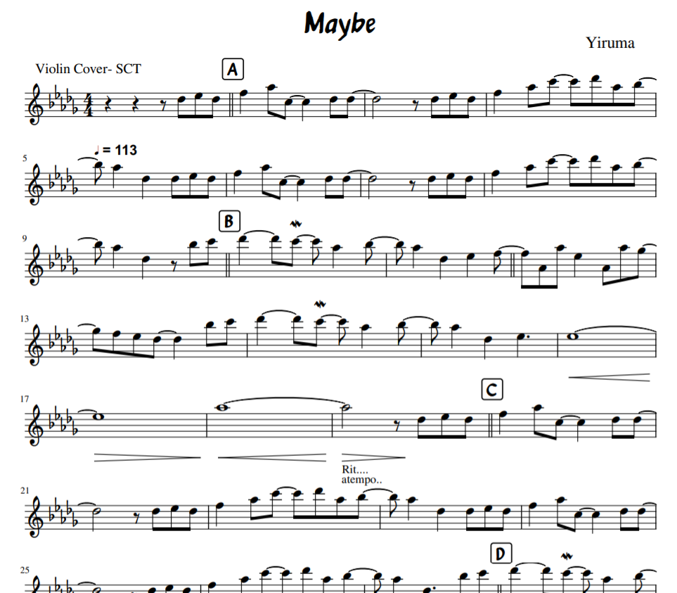 Yiruma - Maybe sheet violin
